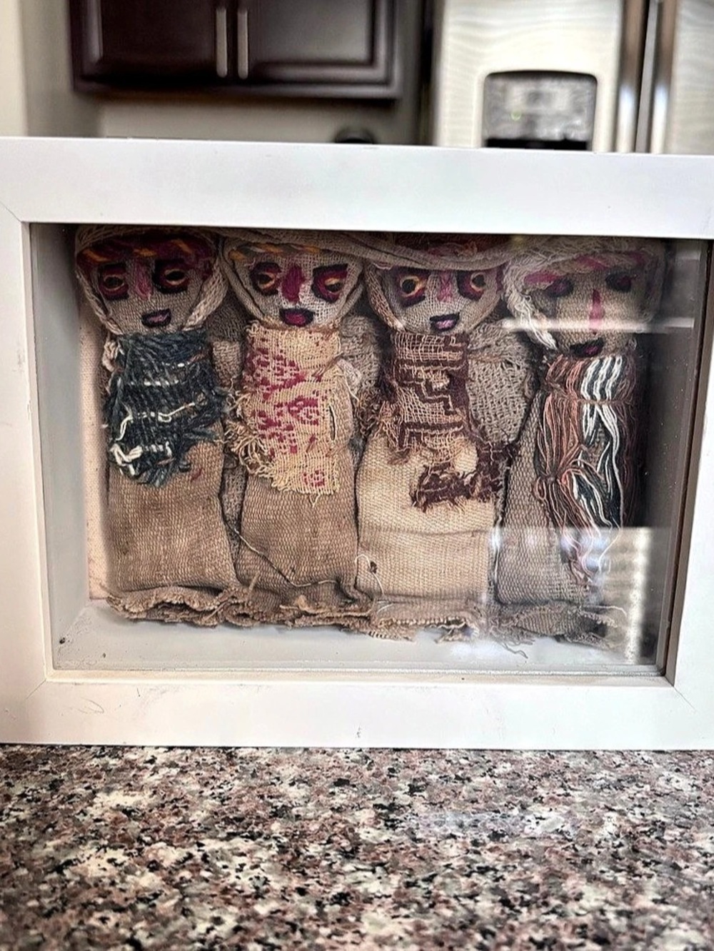 Handmade Folk Art Cloth Dolls – Set of 4 Primitive Embroidered Face Rag Dolls